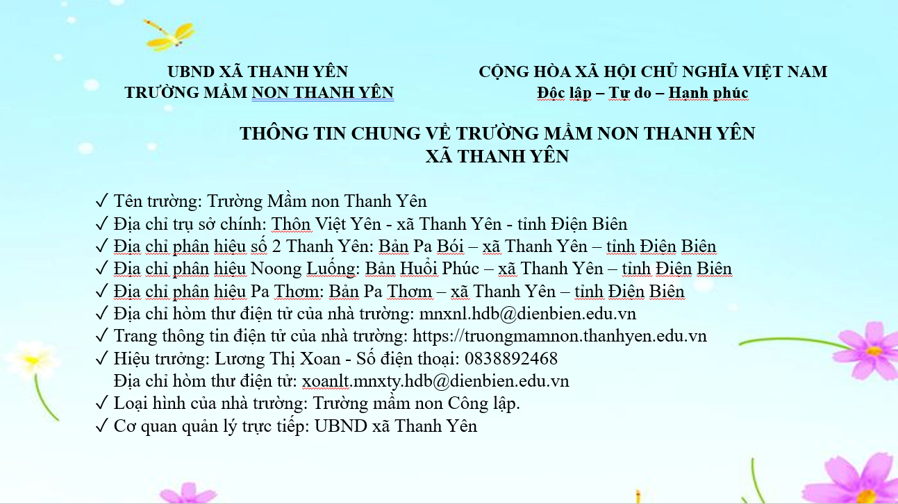 Thông tin chung về trường MN Thanh Yên